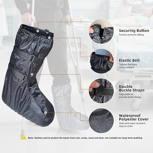 Waterproof Boot Cover for Medical and Orthopedic Boots, Heavy-Duty Non-Slip Sole, Reusable Shoe Protector for Rain, Snow, Beach, Garden, Indoor & Outdoor Use(Medium)