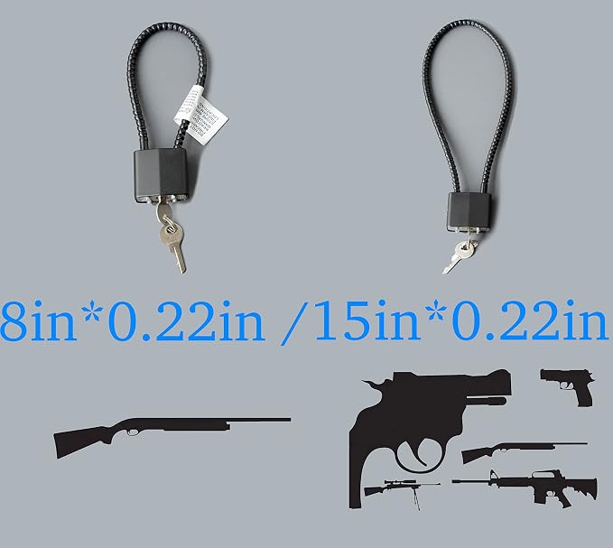 Cable Gun Locks with Keys Hunting Sports- Keyed Alike 15" Cable Gun Safe Lock CA DOJ Approved for Pistols, Handguns, Rifles, and Shotguns, Home, Storage Firearm Locking and Safety