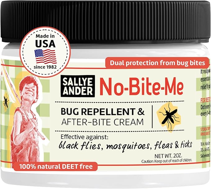 SALLYEANDER No Bite Me Natural Bug & Insect Repellent Lotion - DEET-Free Anti-Itch Cream - Safe for Kids, Infants & Adults - Repels Mosquitoes, Black Flies, Fleas & Ticks - Made in USA, 2oz