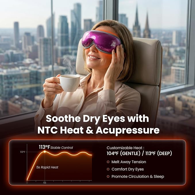 BOB AND BRAD Eye Massager with Heat and Cooling, FSA Eligible HSA Eligible, EyeOasis 3 Eye Massager for Migraine, Heated Eye Mask for Dry Eye Relief Sleep Improve, Birthday Gift for Women Mom Wife