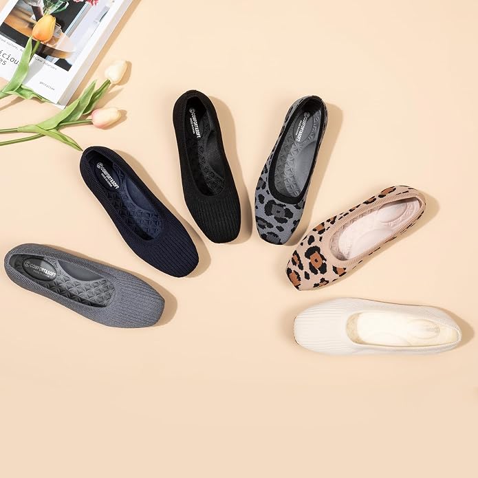 Frank Mully Women's Flats Square Toe Flats Comfortable Slip on Washable Ballet Flats Shoes for Women Dressy Work