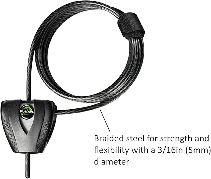 Master Lock 8417D Cable Lock, Python Adjustable Keyed Cable Lock, 6 ft. Long, 4 Pack Bundle with Keychain Light
