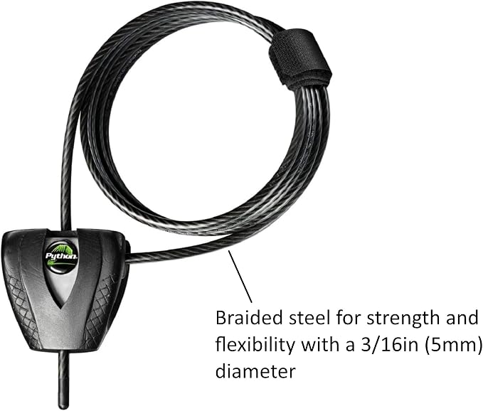 Master Lock 8417D Cable Lock, Python Adjustable Keyed Cable Lock, 6 ft. Long, 2 Pack Bundle with Keychain Light