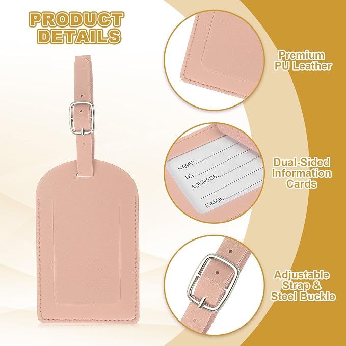 PATIKIL Leather Luggage Tag, 30 Pcs Luggage Tags Pu Bag Tags for Suitcases Airplane Travel Essentials, Pink