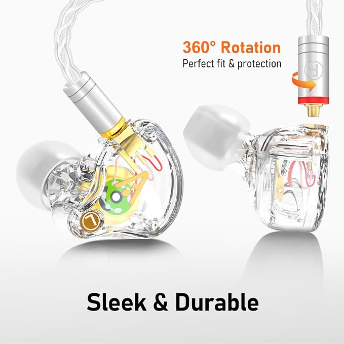 Vibes 202 Wired Earbuds - HiFi in Ear Monitor Headphones – Professional Noise Isolating Ear Buds - Clear Sound, Deep Bass & Comfort-Fit IEM Earphones - MMCX to 3.5mm, Silver Plated Cord, Carrying Case