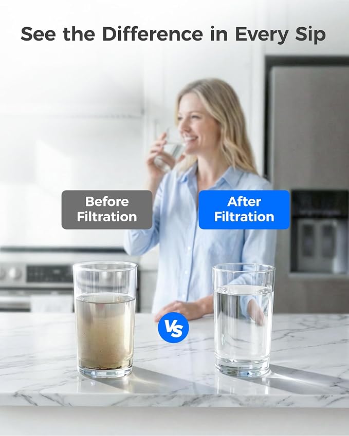Waterdrop XWFE Refrigerator Water Filter, Built-in Chip, Replacement for GE® XWFE, XWF, Compatible with GNE27, GFE26, GDE25, GSS25 and PSE25 Series, NSF 42 & 372 Certified