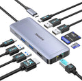 Melelink USB C Hub Ethernet, 10 in 1 USB-C to HDMI Adapter 4K@60Hz with Gigabit Ethernet, 100W PD, USB-A&C Data Ports and SD/TF Slot, USBC Dock MultiPort Dongle for MacBook, Dell, HP, Lenovo, etc