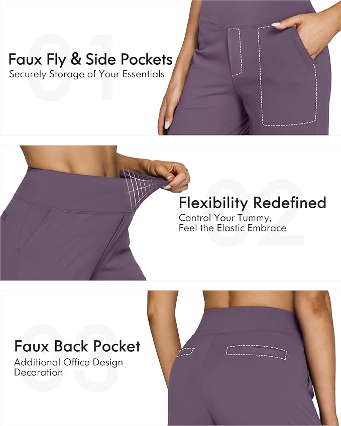 G4Free EverGoing Yoga Pants Women Wide Leg Pants with Pockets High Waist Stretch Dress Casual Sweatpants Petite/Regular/Tall
