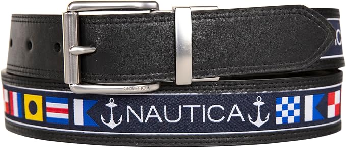 Nautica Men's Reversible Leather Belt | 2-in-1 | Classic | Everyday | Business | Work | Dress | Casual | Metal Buckle