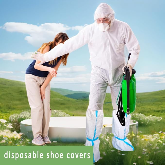 14 PCS(7 Pairs) Hazmat Shoe Covers Disposable & Boot Foot covers,Reusable,Non-slip,Waterproof for booties White 18inches Tall