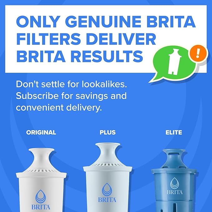 Brita Extra-Large 27-Cup Water Dispenser with BritaPlus Filter, WQA NSF/ANSI Certified, Reduces 2X Contaminants vs. Standard, Reduces Chlorine, Zinc, Copper, Mercury & More, 1 Filter Included, White