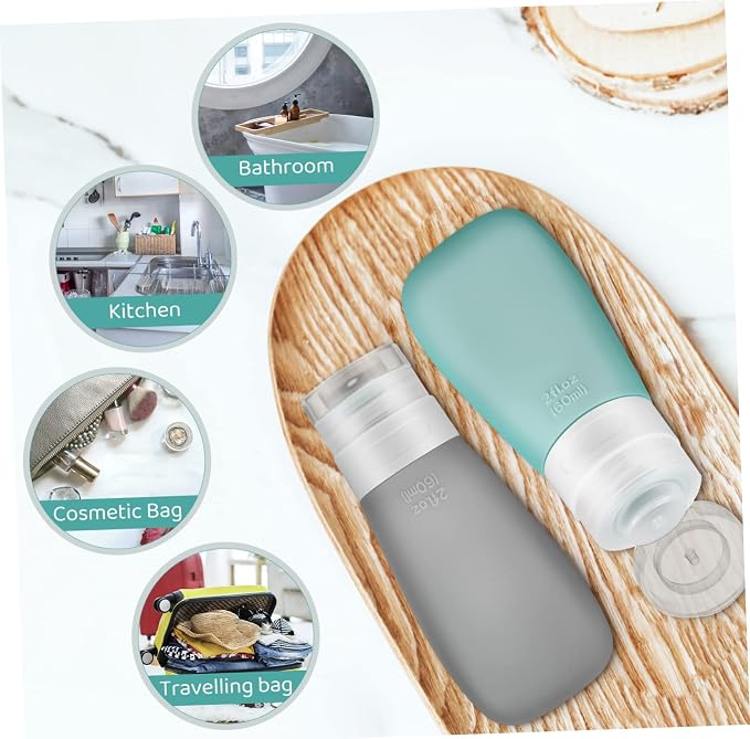 Travel Bottles Set 4pcs Silicone Squeeze Bottles for Toiletries Travel Containers Flap Lip Leakproof for Shampoo Body Wash