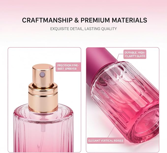 DAYUMKOU 6 Pack Empty Perfume Glass Bottle, 30ml Refillable Perfume Bottle with Gradient Color Fine Mist Spray Bottles with Droppers and Funnels, 6 Colors