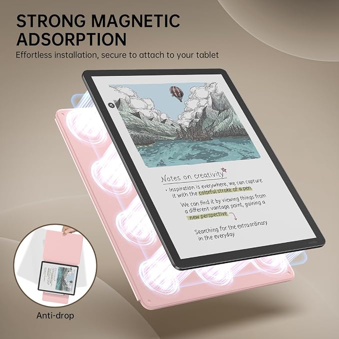MoKo Magnetic Case for All-New 11" Kindle Scribe 2025(3rd Generation) & Kindle Scribe Colorsoft 2025(1st Generation) - Slim Folio Premium PU Leather Cover with Pen Clasp & Auto Sleep Wake, Rose Gold