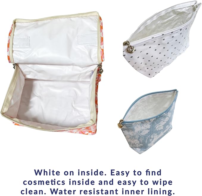 Jacaranda Living Extra Small Cosmetic Bag – Water-Resistant, PVC-Lined, Compact & Travel Ready Mini Make Up Bag, Easy to Clean – Pebble Polka Dot
