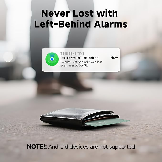 2026 [Apple MFi Certified] (iOS Only) Wallet Tracker Card, Rechargeable Thin Finder, Works with Apple Find My (iOS Only), Item Locator for Luggage Tags, Passports, Phone (Green, 1 Pack)