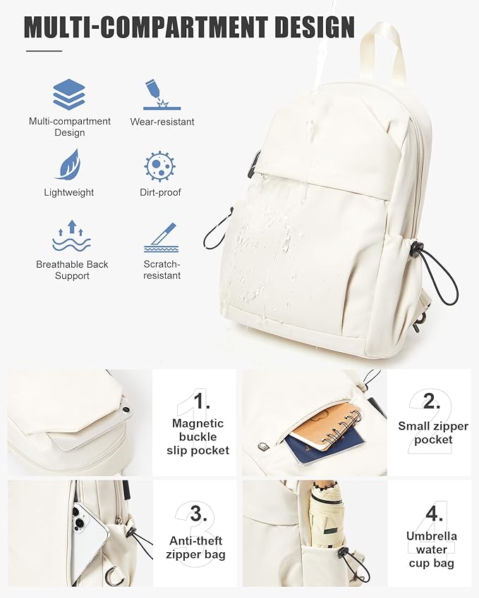Tactical Backpacks Small Sling Bag Crossbody Backpack Shoulder Bag for Men Women, Multipurpose Anti-Theft Cross Body Chest Bags, One Strap Backpack for Walking Biking Travel Cycling Off White