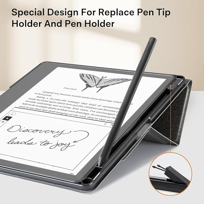 CoBak Stand Case for Kindle Scribe - Premium Folio Leather Cover with Pen Holder, Auto Sleep/Wake - Compatible with 10.2 Inch Kindle Scribe (2022/2024 Release)
