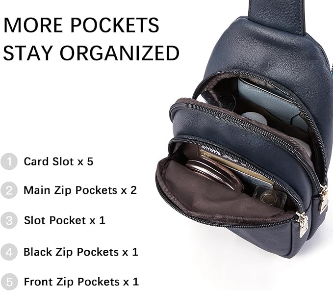 BOSTANTEN Sling Bag for Women Leather Crossbody Bags Fanny Pack Chest Bag for Travel