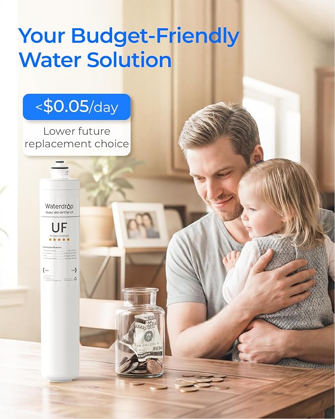 Waterdrop RF17W-UF 0.01 μm Water Filter Replacement for Waterdrop 17UBW-UF Under Sink Water Filter, Reduces Lead, Chlorine, Bad Taste & Odor, 3 Years