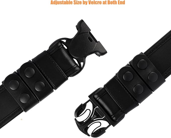 TACNEX 2" Duty Belt w/Hook Lining 4 Keepers 1.5" Reversible Inner Belt for Police Law Enforcement Security Plain Black