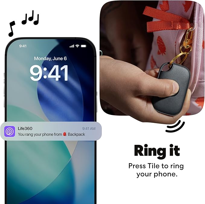 Tile by Life360 Pro - Powerful Bluetooth Tracker, Key Finder and Item Locator for Keys, Bags and More. Both iOS and Android Compatible. Phone Finder. 1-Pack (Black)