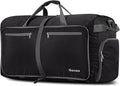 Gonex Large Foldable Travel Duffle Bag with Shoes Compartment, Packable Lightweight Water Repellent Duffel Bag for Camping Gym Weekender Bag