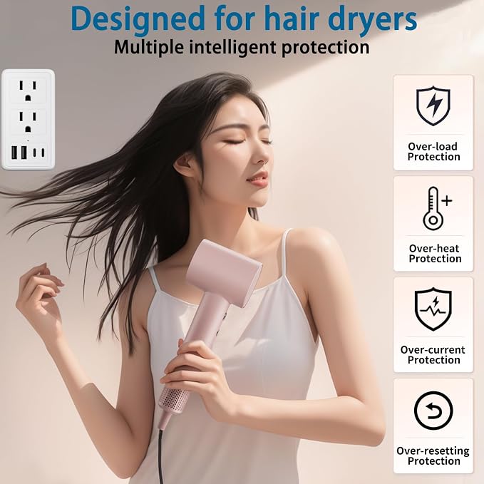 2000W 220V to 110V Voltage Converter US to Europe for Hair Dryer, Converter for European Travel, International Universal Travel Adapter (White)