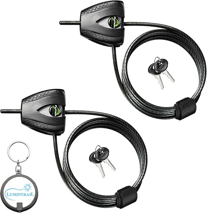 Master Lock 8417D Cable Lock, Python Adjustable Keyed Cable Lock, 6 ft. Long, 2 Pack Bundle with Keychain Light
