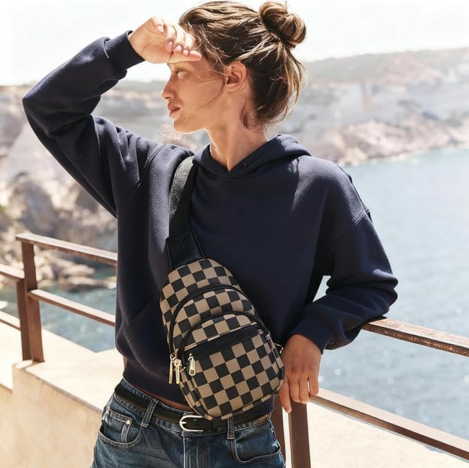 BOSTANTEN Sling Bag for Women Leather Crossbody Bags Fanny Pack Chest Bag for Travel