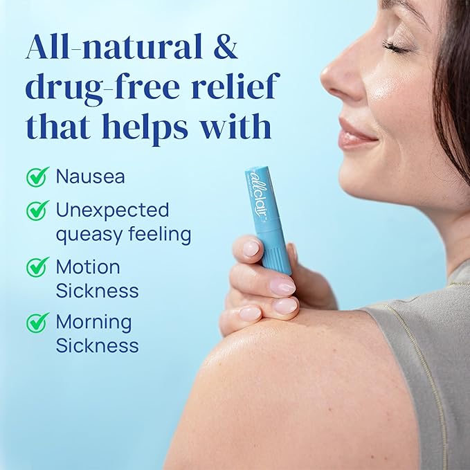 Allclair Nausea Relief Inhaler - Take Control of Motion Sickness, Morning Sickness, Medication, Stress - Fast, Natural, Drug-Free, Non-Drowsy & Portable Travel Essential (2 Inhalers)