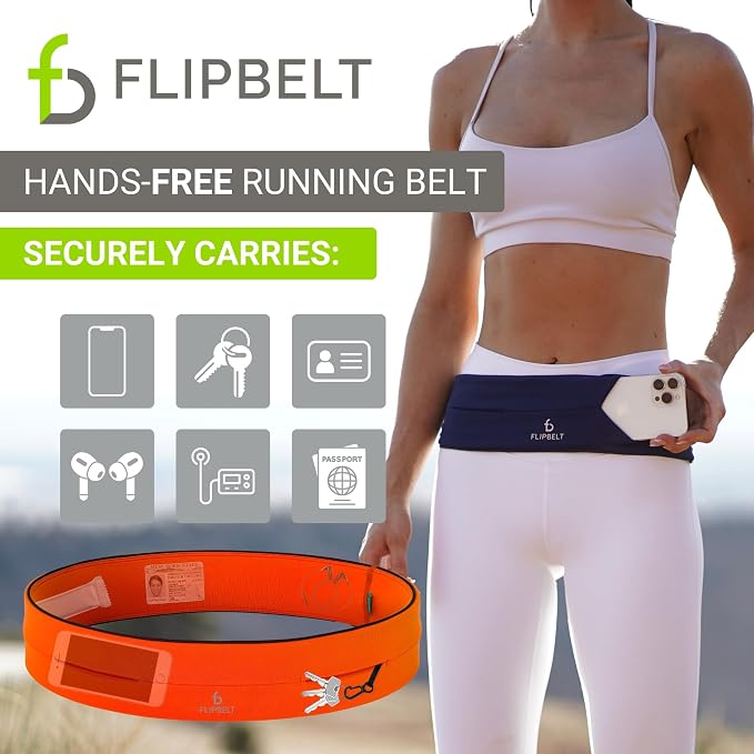 FlipBelt Classic Running Belt, Belt Bag & Fanny Pack for Men and Women - Phone Holder, Waist Pack, Running Accessories, Belt Pouch, Money Belt, USA Running Company