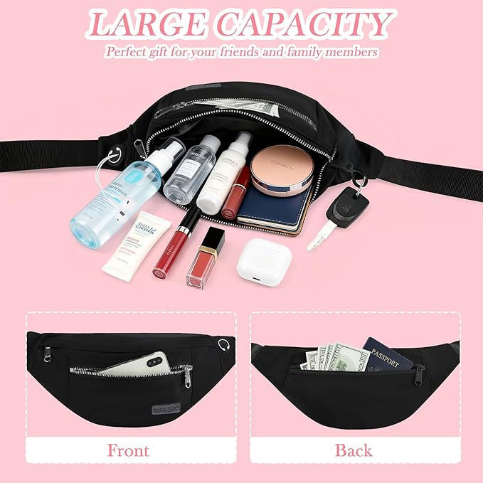 MAXTOP Large Crossbody Fanny Pack with 4-Zipper Pockets,Gifts for Enjoy Sports Festival Workout Traveling Running Casual Hands-Free Wallets Waist Pack Phone Bag Carrying All Phones