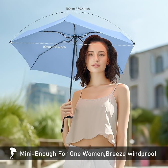 Mini Umbrella - Compact, Waterproof Travel Umbrella for Light Rain, Suitable for Women's Purse and Pocket