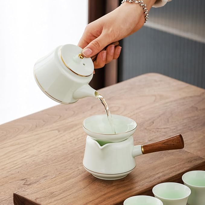 Chinese Tea Set, Kung fu TeaSet, Chinese Gongfu Tea Set With 6 Tea Cups, Side handle tea pot (CebaG 6cups)