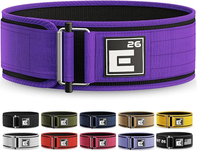Element 26 Self-Locking Weight Lifting Belt - 4-Inch Nylon Support for Men and Women - Squat and Deadlift - Gym Training