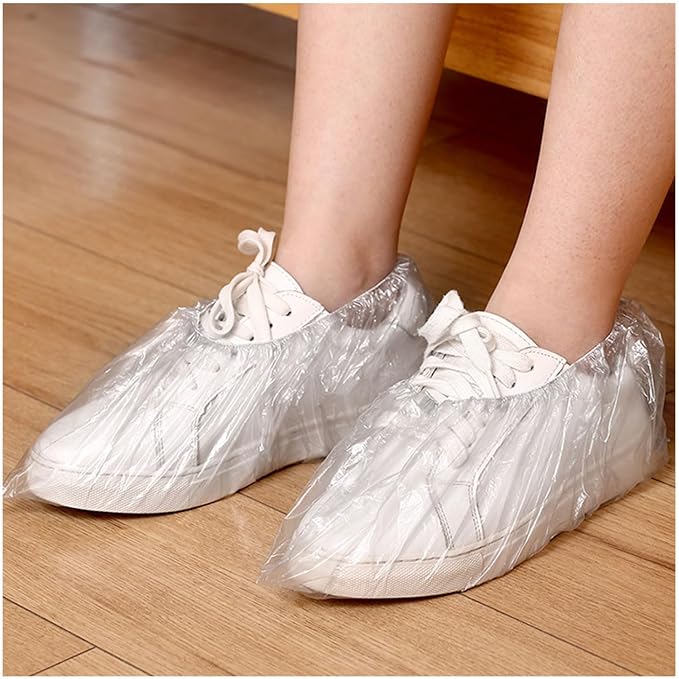 Dxcaicc Disposable Non-Slip Shoe Covers - 300 Pack (150 Pairs),Waterproof and Slip Resistant Shoe Booties Covers,Durable Shoe Protector Covers,Fits Most Size,for Carpet Floor Indoor,Grey