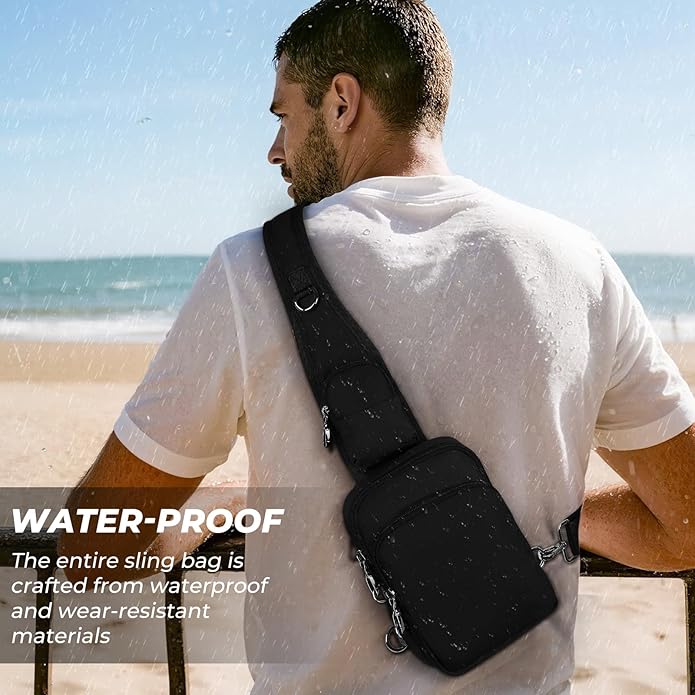 Crossbody Bag Anti Theft Sling Bag for Women Men RFID Blocking, Small Shoulder Chest Bags with Zipper Lock