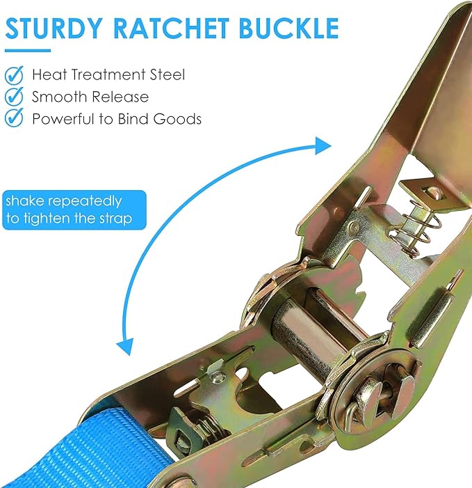 TLGREEN 10Pcs 1in×20ft Endless Ratchet Straps, NO Hook, 1760lb Break Strength Tie Down Straps, Ratchet Strap Heavy Duty for Motorcycle UTV ATV Kayak Truck Cargo Luggage Goods, Blue