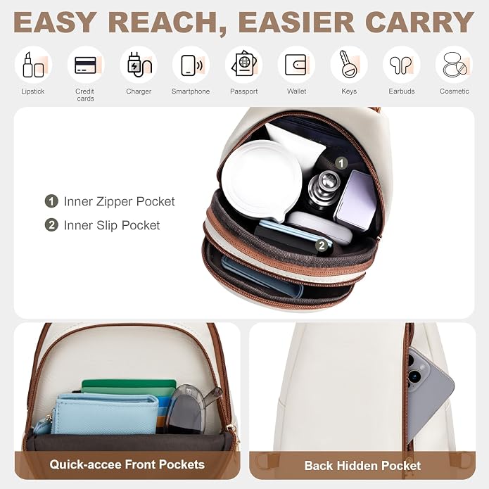 SYTRAH Anti Theft Sling Bag for Women, RFID Crossbody Purses Convertible Sling Backpack, Cross Body Purse Chest Bag