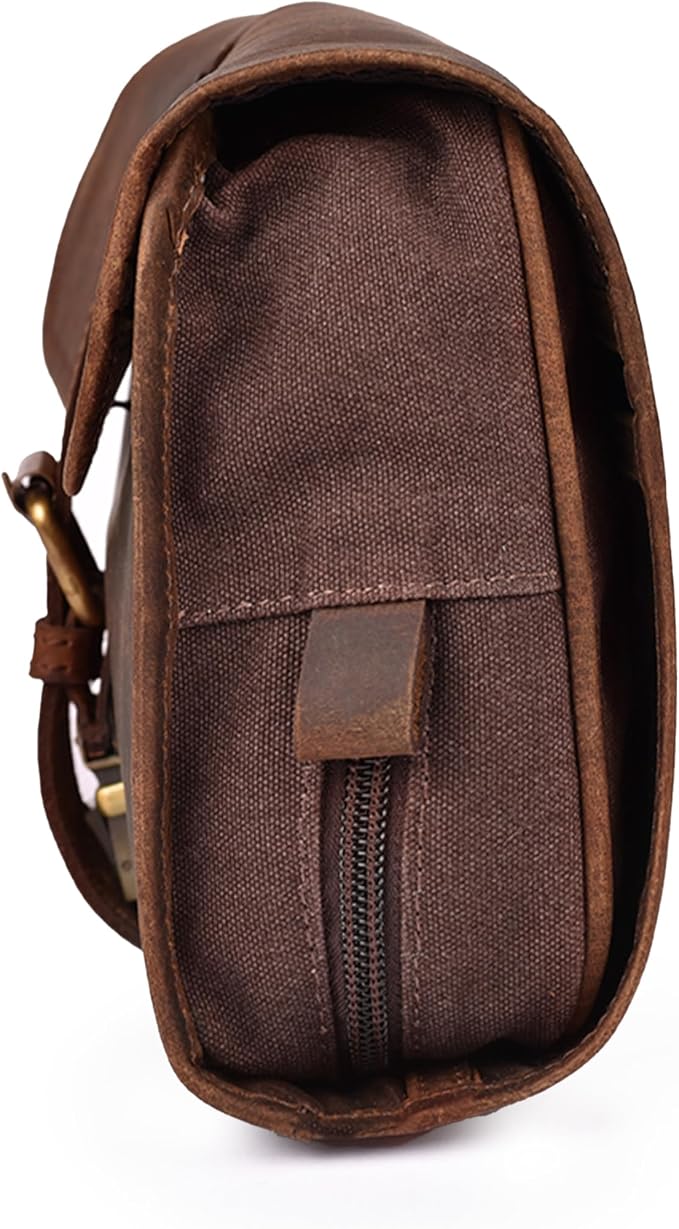 LEATHER VILLAGE Hanging Genuine Leather Toiletry Bag for Men & Women with Waterproof Lining – Handcrafted Vintage Travel Dopp Kit, Shaving Organizer & Shower Bathroom Essentials Case - Brown