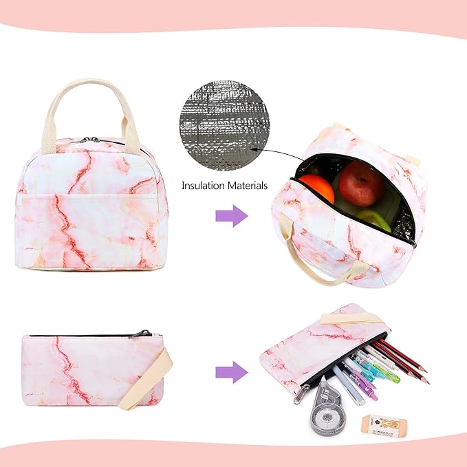 LEDAOU Backpack for Girls School Bag Kids Bookbag Teen Backpack Set Daypack with Lunch Bag and Pencil Case | Kids, Bookbag, Daypack, with Lunch Bag, and Pencil Case