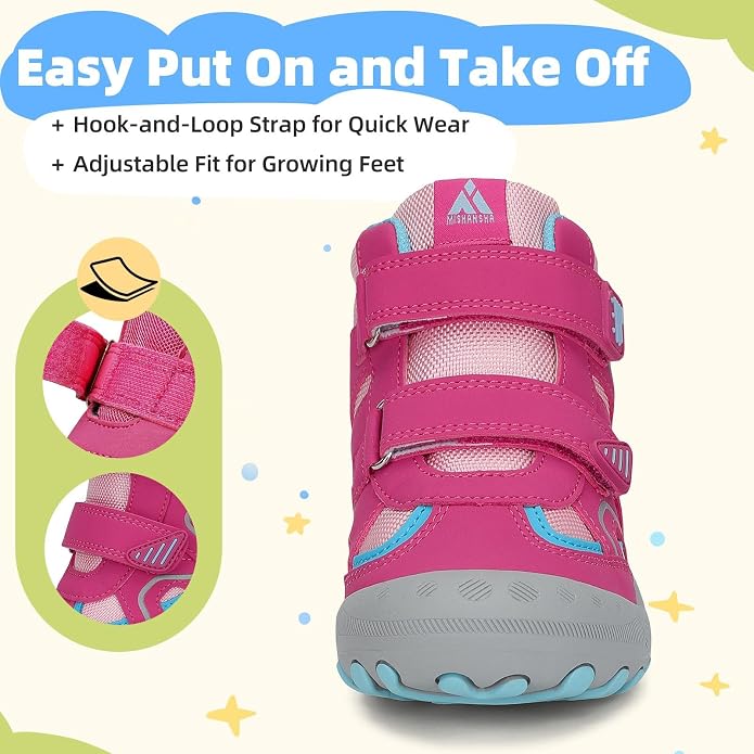 Mishansha Kids Water Resistant Hiking Boots, Boys Girls Anti Collision Anti-Skid Athletic Outdoor Adventure Trekking Shoes