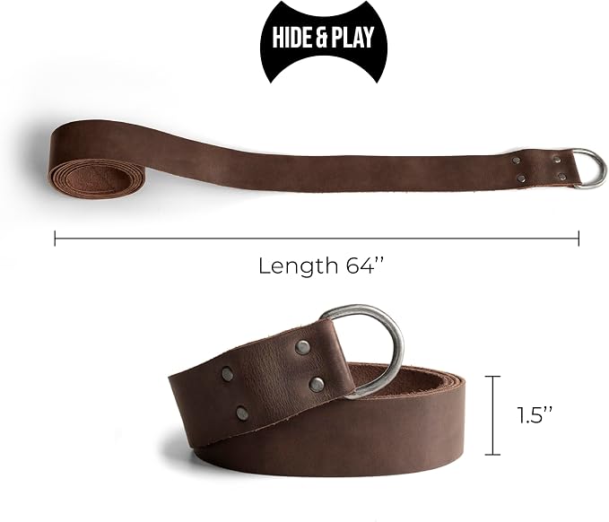 Hide & Play, Leather Medieval Belt with Half Ring Closure, Renaissance Style, Adjustable Strap for Viking Cosplay, Handmade