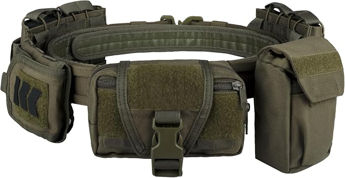 YAKEDA Tactical Battle Belts for Men- Quick Release Trigger Airsoft Belt Heavy Duty Belts with Pouches 7 PCS
