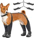 Idepet Dog Suspender Boots, Tall Dog Boots Anti-Slip & Fall Waterproof Shoes Leggings, Adjustable Suspender Boots for Dogs Winter Snow Rain Hiking Paws Protector(Black, 4)