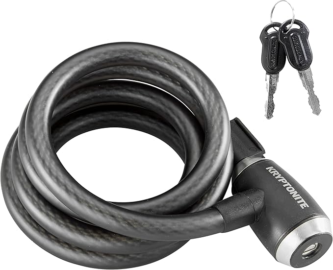 Kryptonite KryptoFlex Bike Lock Cable, 2FT/6FT Long 15mm Thick Heavy Duty Braided Steel Cable Anti-Theft Security Lock for Outdoor Equipment, Combination/Key Bike Lock