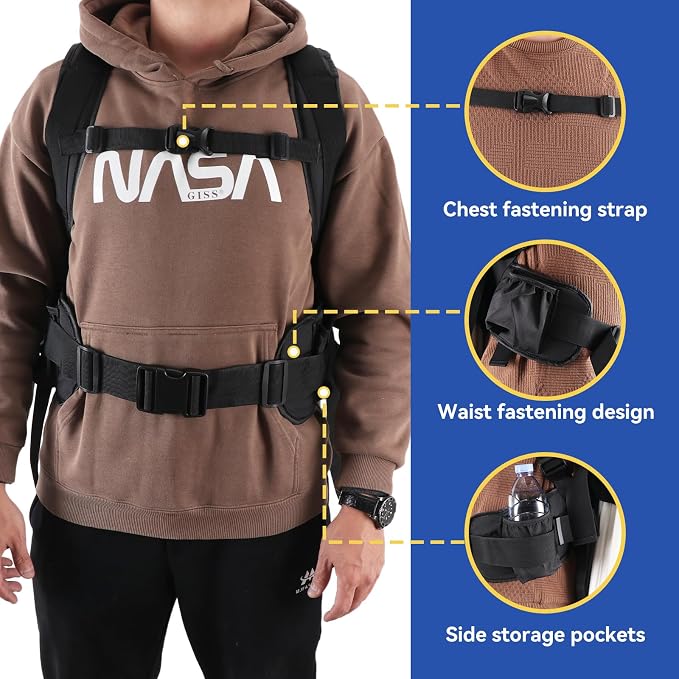 Luggage Backpack Conversion System Luggage Connector Straps – Cross Shaped External Frame Backpack with Handle, Quick-Release Lock, Backrest –Backpack Luggage Strap for Suitcase, Trolley, Handbag