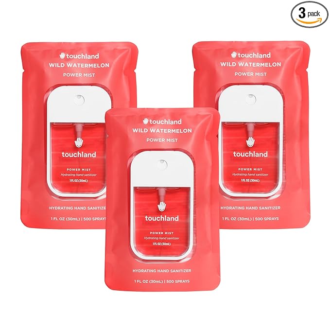 Touchland Hydrating Hand Sanitizer Spray – Wild Watermelon Trio Set – 3 x 1 FL OZ Travel Size Mists