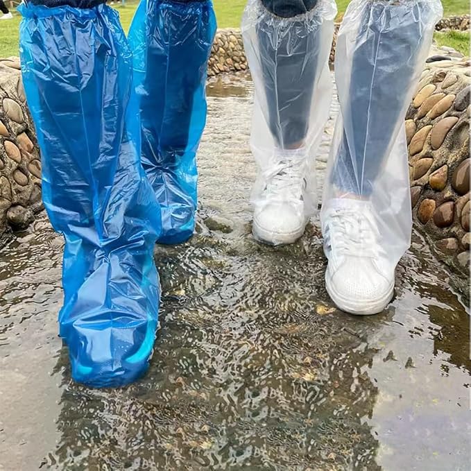 Fancystyle Disposable Plastic Boot and Shoe Covers 19 inch Tall Extra Large Resistant Water/Skid Resistant, Clear(80)